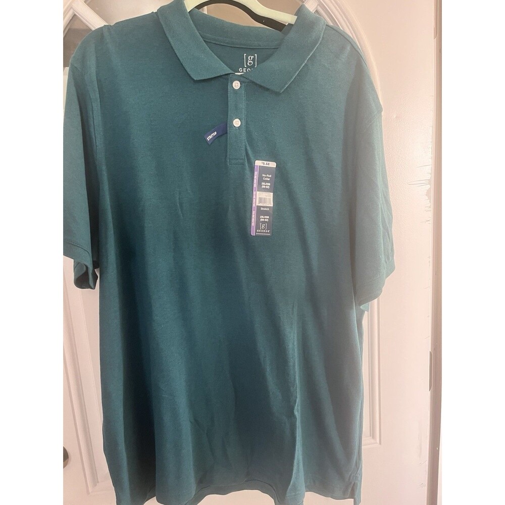 George Short Sleeve Pique Men's Collared Polo Teal Size 2XL New With Tags
